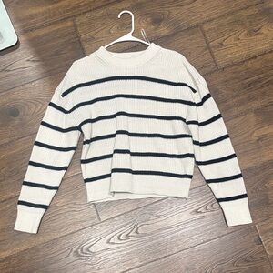 H&M Black and Cream Striped Sweater